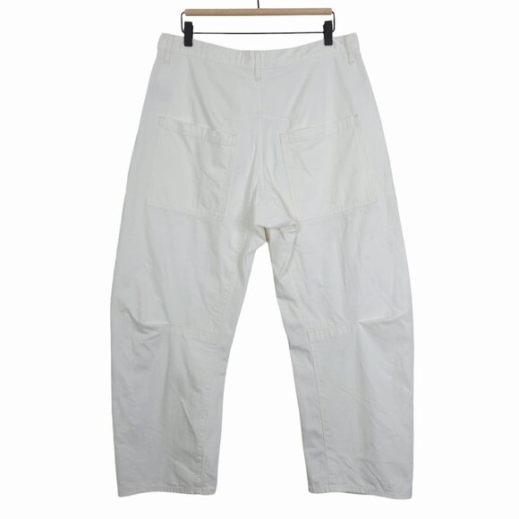 Nili Lotan Shon Jean Cream Denim Barrel Leg Tapered Crop Mid Rise Cotton Size 30 - Picture 8 of 15